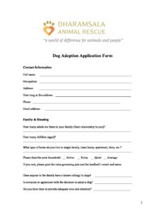 International Adoption Form - Dharamsala Animal Rescue
