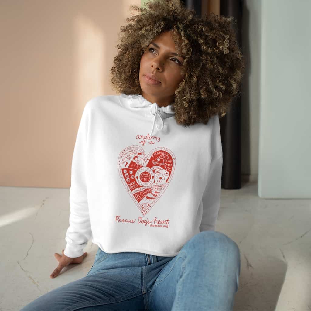 Anatomy of a Rescue Dog's Heart Crop Hoodie - Dharamsala Animal Rescue